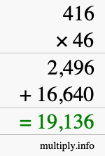 How to calculate 416 times 46 using long multiplication