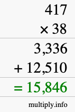 How to calculate 417 times 38 using long multiplication