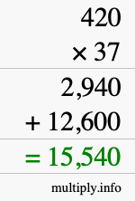 How to calculate 420 times 37 using long multiplication How to calculate 420 times 37 using long multiplication