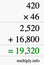 How to calculate 420 times 46 using long multiplication