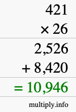 How to calculate 421 times 26 using long multiplication How to calculate 421 times 26 using long multiplication