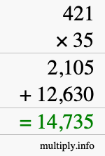 How to calculate 421 times 35 using long multiplication How to calculate 421 times 35 using long multiplication