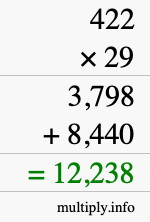 How to calculate 422 times 29 using long multiplication How to calculate 422 times 29 using long multiplication
