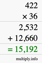How to calculate 422 times 36 using long multiplication How to calculate 422 times 36 using long multiplication