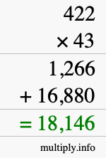 How to calculate 422 times 43 using long multiplication