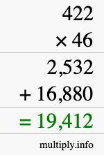 How to calculate 422 times 46 using long multiplication