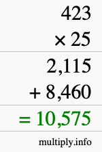 How to calculate 423 times 25 using long multiplication How to calculate 423 times 25 using long multiplication