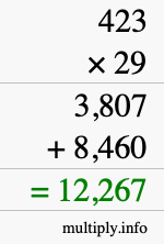 How to calculate 423 times 29 using long multiplication How to calculate 423 times 29 using long multiplication