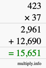 How to calculate 423 times 37 using long multiplication How to calculate 423 times 37 using long multiplication