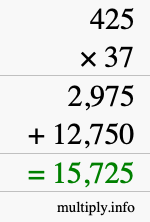 How to calculate 425 times 37 using long multiplication How to calculate 425 times 37 using long multiplication