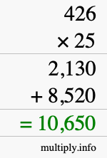 How to calculate 426 times 25 using long multiplication How to calculate 426 times 25 using long multiplication