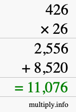 How to calculate 426 times 26 using long multiplication