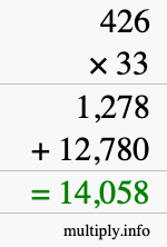 How to calculate 426 times 33 using long multiplication