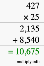 How to calculate 427 times 25 using long multiplication How to calculate 427 times 25 using long multiplication