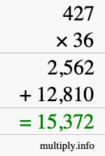 How to calculate 427 times 36 using long multiplication How to calculate 427 times 36 using long multiplication