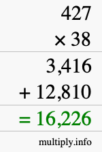 How to calculate 427 times 38 using long multiplication