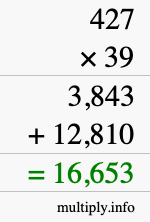 How to calculate 427 times 39 using long multiplication