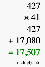 How to calculate 427 times 41 using long multiplication