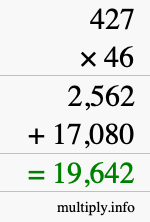 How to calculate 427 times 46 using long multiplication