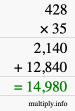 How to calculate 428 times 35 using long multiplication How to calculate 428 times 35 using long multiplication