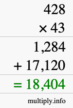 How to calculate 428 times 43 using long multiplication