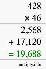 How to calculate 428 times 46 using long multiplication