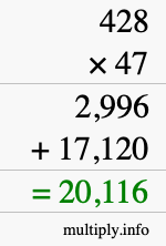 How to calculate 428 times 47 using long multiplication