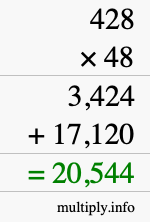 How to calculate 428 times 48 using long multiplication How to calculate 428 times 48 using long multiplication