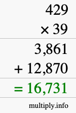 How to calculate 429 times 39 using long multiplication