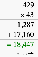 How to calculate 429 times 43 using long multiplication