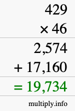 How to calculate 429 times 46 using long multiplication