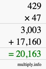 How to calculate 429 times 47 using long multiplication