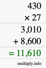 How to calculate 430 times 27 using long multiplication How to calculate 430 times 27 using long multiplication