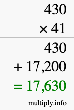 How to calculate 430 times 41 using long multiplication