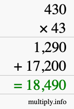 How to calculate 430 times 43 using long multiplication