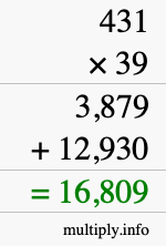 How to calculate 431 times 39 using long multiplication