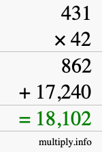 How to calculate 431 times 42 using long multiplication How to calculate 431 times 42 using long multiplication