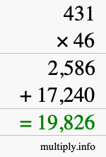 How to calculate 431 times 46 using long multiplication