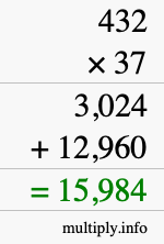 How to calculate 432 times 37 using long multiplication