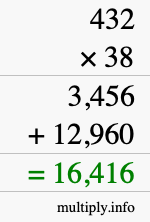 How to calculate 432 times 38 using long multiplication