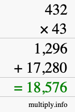 How to calculate 432 times 43 using long multiplication