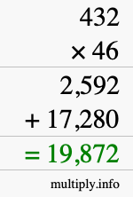 How to calculate 432 times 46 using long multiplication