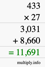 How to calculate 433 times 27 using long multiplication How to calculate 433 times 27 using long multiplication