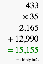 How to calculate 433 times 35 using long multiplication How to calculate 433 times 35 using long multiplication