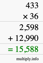 How to calculate 433 times 36 using long multiplication How to calculate 433 times 36 using long multiplication