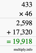 How to calculate 433 times 46 using long multiplication