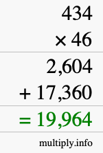 How to calculate 434 times 46 using long multiplication