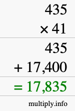 How to calculate 435 times 41 using long multiplication
