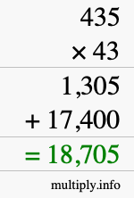 How to calculate 435 times 43 using long multiplication How to calculate 435 times 43 using long multiplication