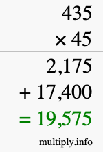 How to calculate 435 times 45 using long multiplication How to calculate 435 times 45 using long multiplication